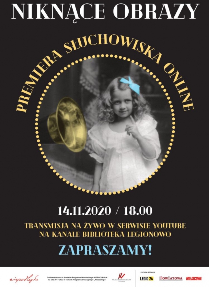 Grfika promojąca Niknące obrazy - Premiera słuchowiska on-line.