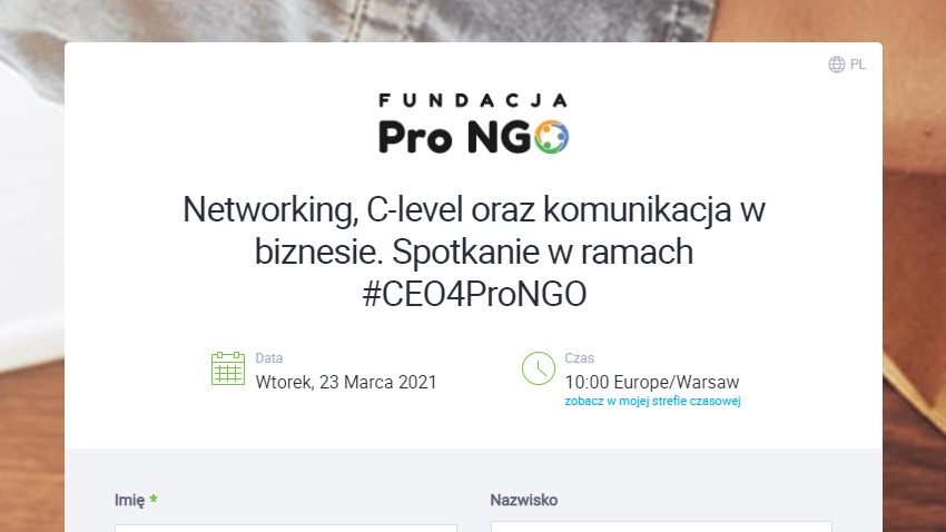Grafika prezentująca zrzut ekranu z formularza rejetracyjnego wydarzenia.