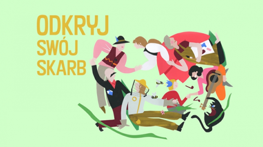 Grafika z postaciami osób układający się w krąg. Na grafice napis - Odkryj swój skarb.