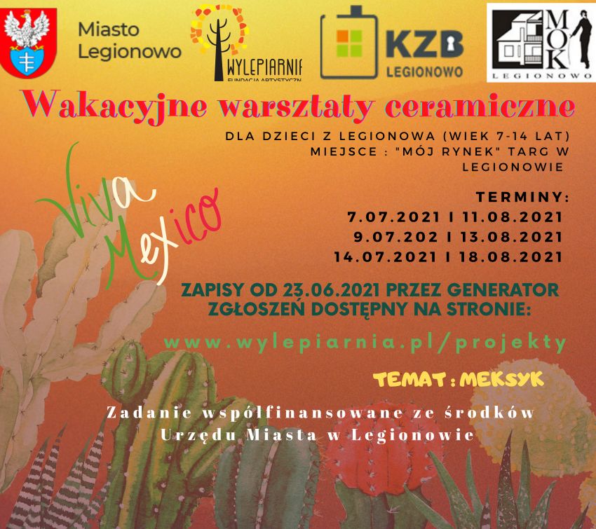 Plakat promujący wakacyjne warsztaty ceramiczne