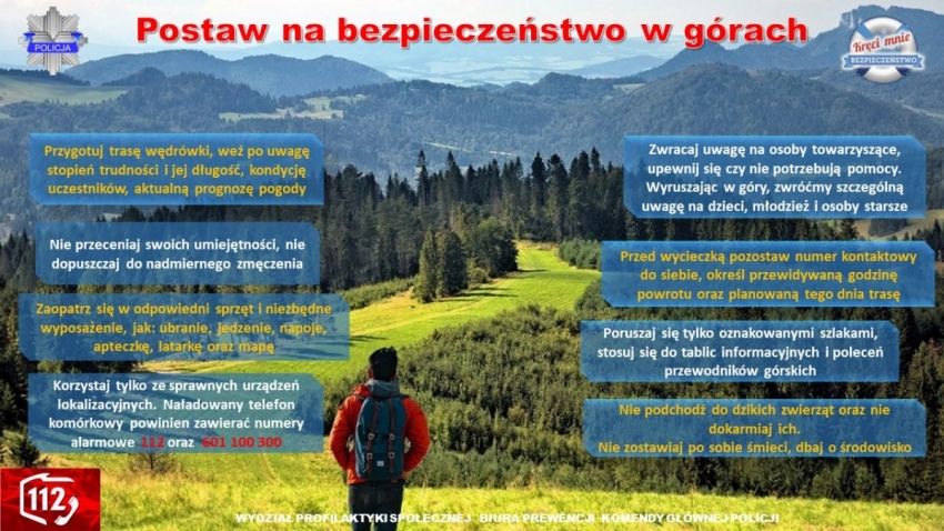 Na zdjęciu zasady wędrowania po górach