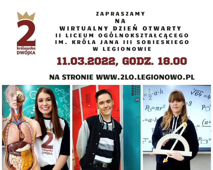 Uczniowie II LO w Legionowie - Zaproszenie na Wirtualny Dzień Otwarty
