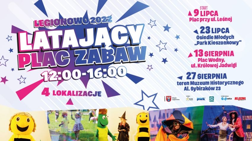 Grafika promująca Latający Plac Zabaw 2022 w Legionowie