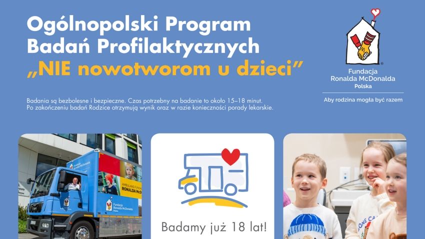 Grafika z napisem - Ogólnopolski Program Badań Profilaktycznych 'NIE nowotworom u dzieci'