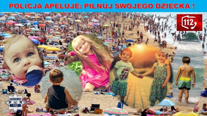 Grafika promująca akcję dotyczącą bezpieczeństwa dzieci nad wodą