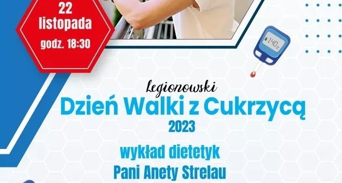 Plakat informujący o wykładzie z okazji dnia cukrzycy.