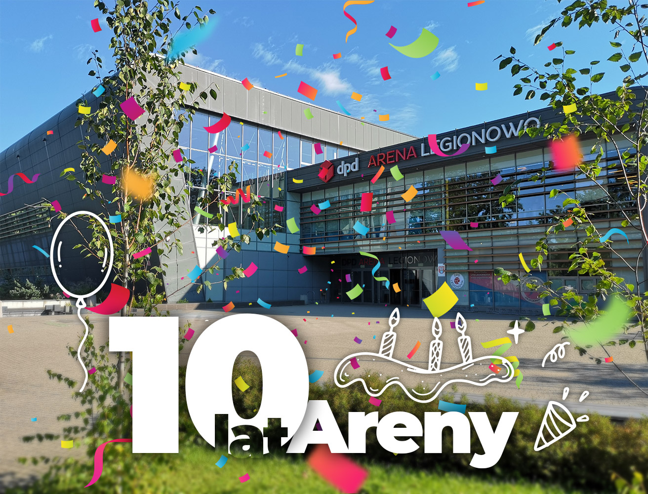 Grafika promująca 10 lat Areny Legionowo