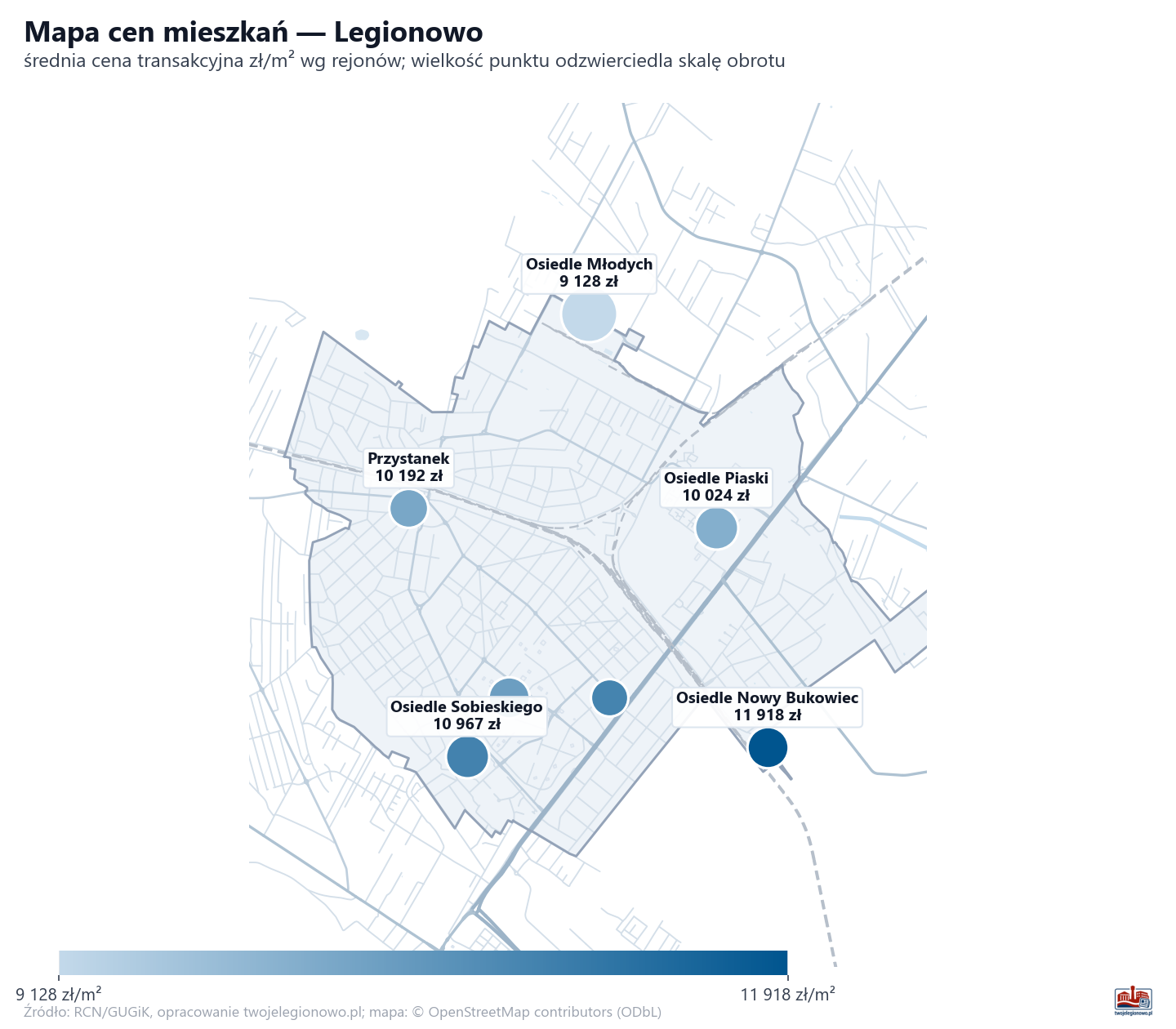 Mapa cen mieszkań - Legionowo