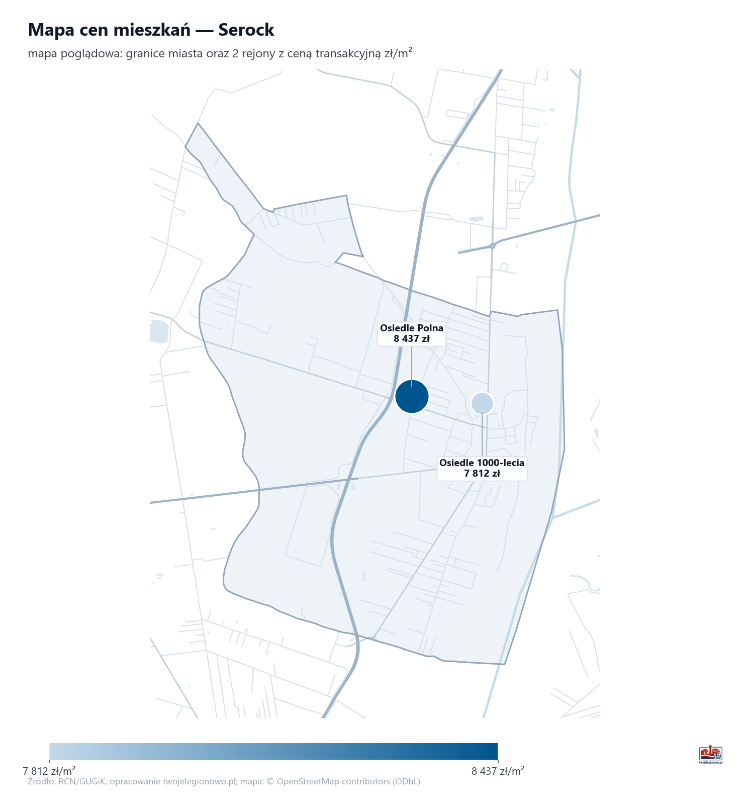 Mapa cen mieszkań - Serock