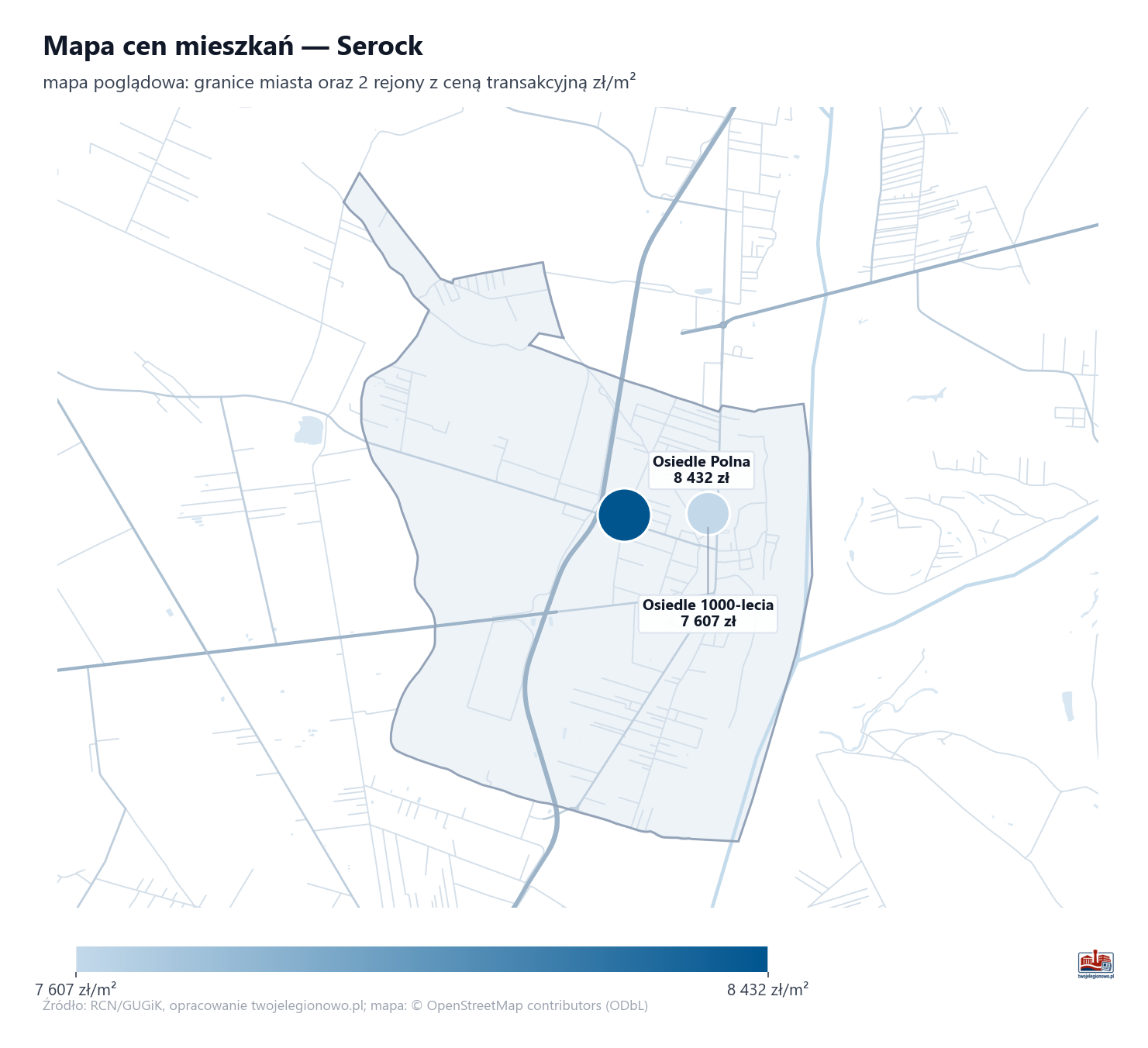 Mapa cen mieszkań - Serock