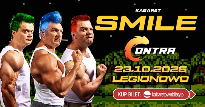 Grafika promocyjna wydarzenia Kabaret Smile – CONTRA w Legionowie (23 października 2026)