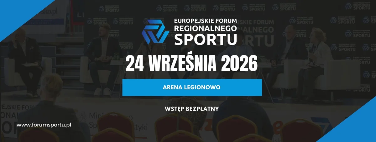 Grafika promocyjna wydarzenia Europejskie Forum Regionalnego Sportu w Legionowie