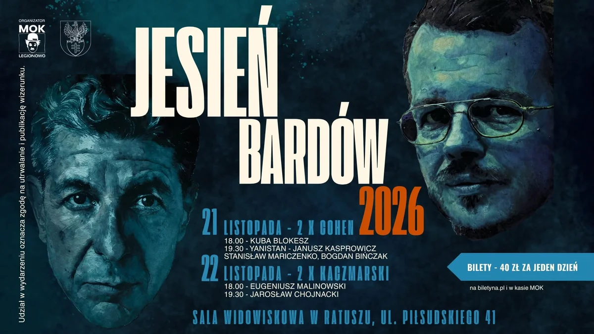 Grafika promocyjna wydarzenia Jesień bardów 2026 w Legionowie