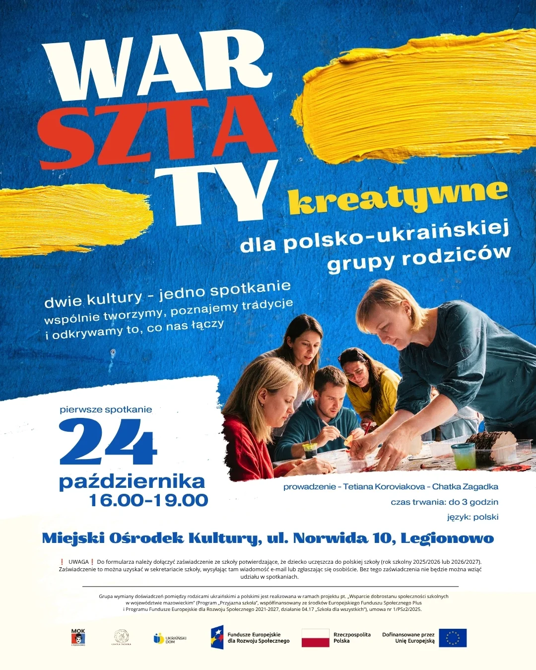 Grafika promocyjna wydarzenia Kreatywne warsztaty dla polsko-ukraińskiej grupy rodziców