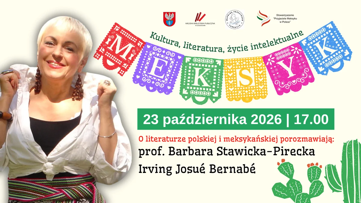 Grafika promocyjna wydarzenia Meksyk, literatura i dialog kultur w Poczytalni