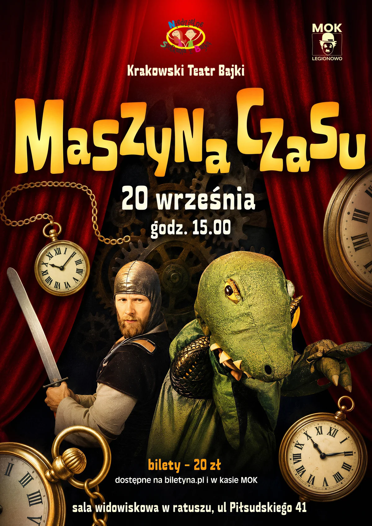 Grafika promocyjna wydarzenia Niedzielne Spotkania z Bajką - Maszyna czasu