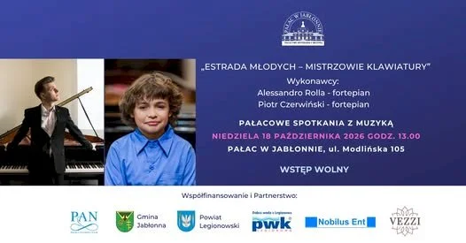 Grafika promocyjna wydarzenia Październikowe Pałacowe Spotkania z Muzyką i Salon Naukowy