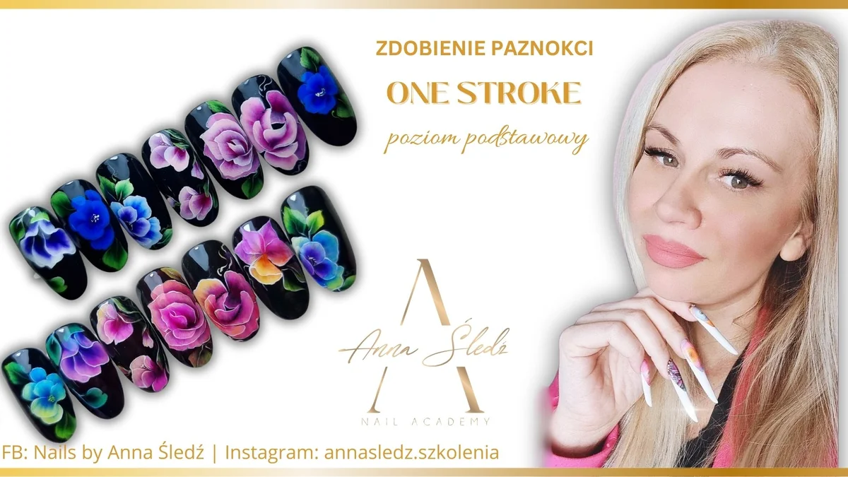 Grafika promocyjna wydarzenia Profesjonalne szkolenie z techniki zdobienia paznokci One Stroke w Legionowie