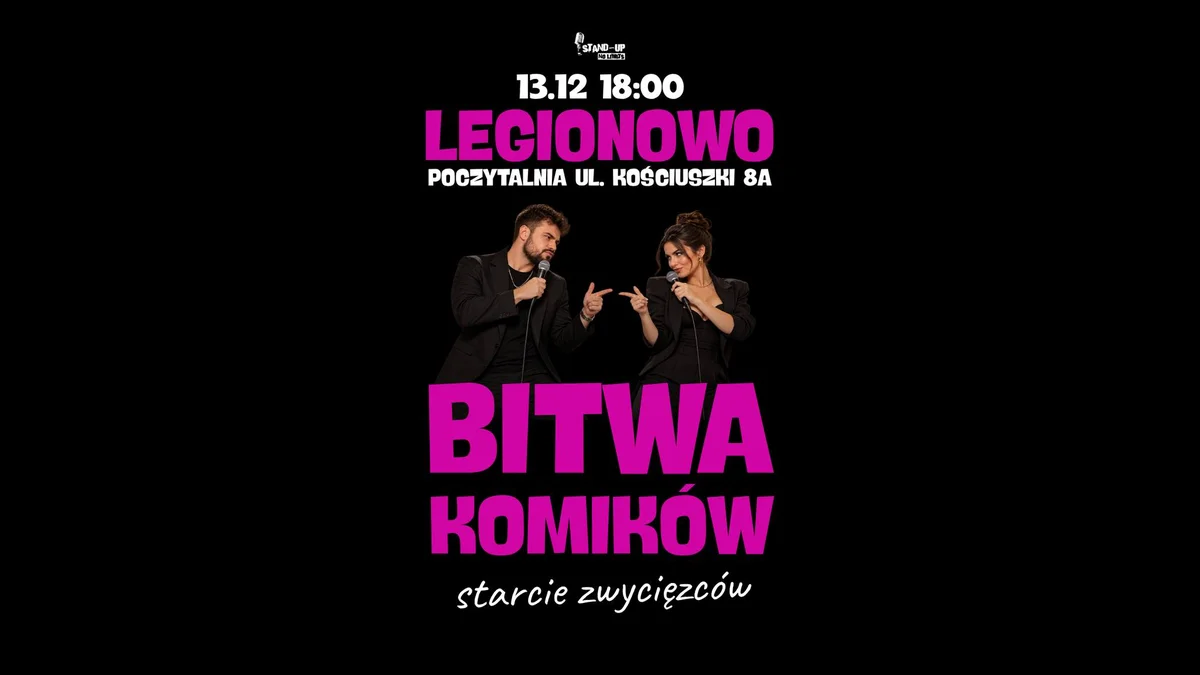 Grafika promocyjna wydarzenia Bitwa Komików: finał w Legionowie