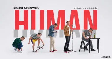 Grafika promocyjna wydarzenia Stand-up Błażej Krajewski „Human” w Legionowie