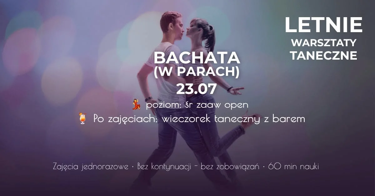 Grafika promocyjna wydarzenia Warsztaty Taneczne – BACHATA w Legionowie