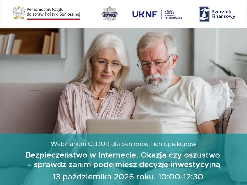 Grafika promocyjna wydarzenia Webinarium o bezpieczeństwie inwestycji w Internecie