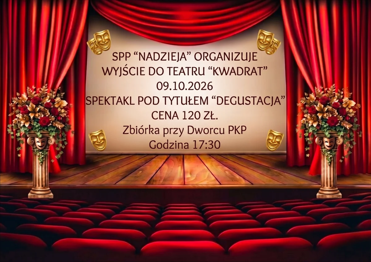 Grafika promocyjna wydarzenia Wyjście do Teatru Kwadrat – Degustacja