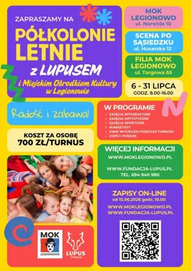 Lato z Lupusem w Legionowie - ruszają zapisy na miejskie półkolonie