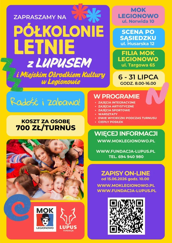Lato z Lupusem w Legionowie - ruszają zapisy na miejskie półkolonie