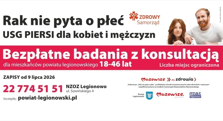 Bezpłatne USG sutka w Legionowie. Zapisy ruszą, a miejsc będzie mało